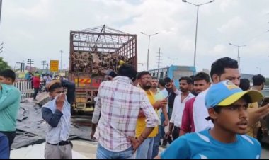 नेशनल हाईवे 9 पर पशुओं के अवशेष से भरे तीन ट्रकों को पकड़ा गया , हिंदू संगठन के लोगों ने सड़क पर लगाया जाम
