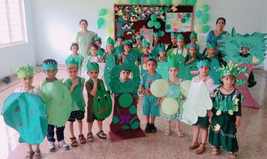 ग्रीन डे फेस्टिवल में बच्चों ने पहने हरे परिधान