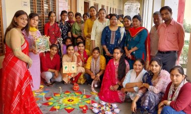 रंगौली प्रतियोगिता में छात्राओं ने बिखेरे रंग