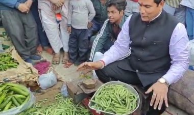 भाजपा विधायक ने सब्जी बेचकर  किया अनोखा प्रदर्शन