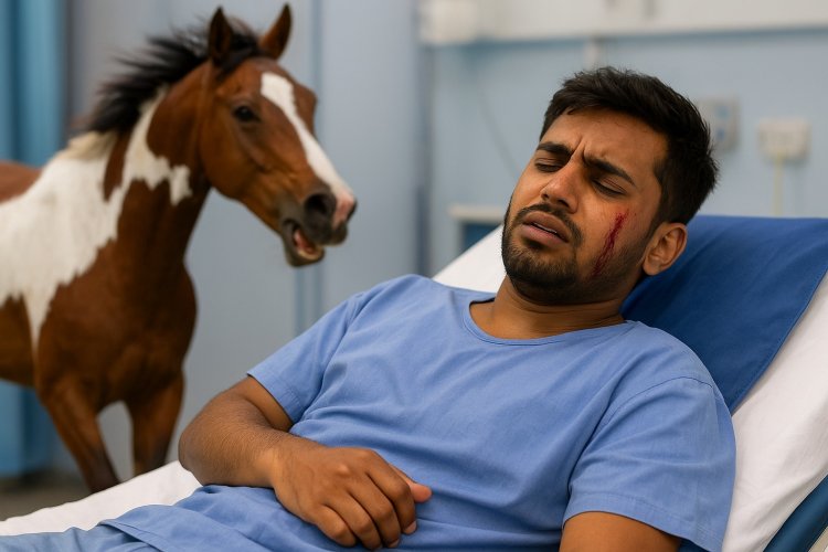 पालतू घोड़े के हमले में युवक गंभीर रूप से घायल