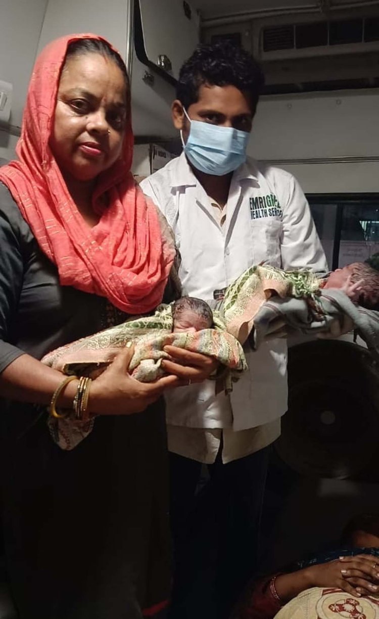 102 एम्बुलेंस में गूंजी जुड़वा बच्चों की किलकारी