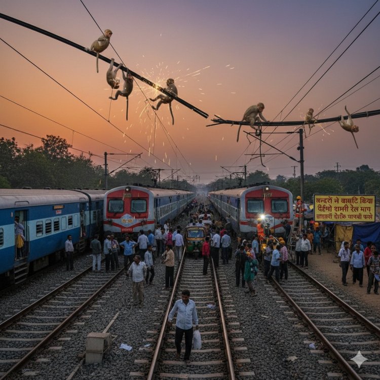बंदरों की धमाचौकड़ी से दिल्ली-शामली रेल मार्ग ठप, हजारों यात्री बेहाल