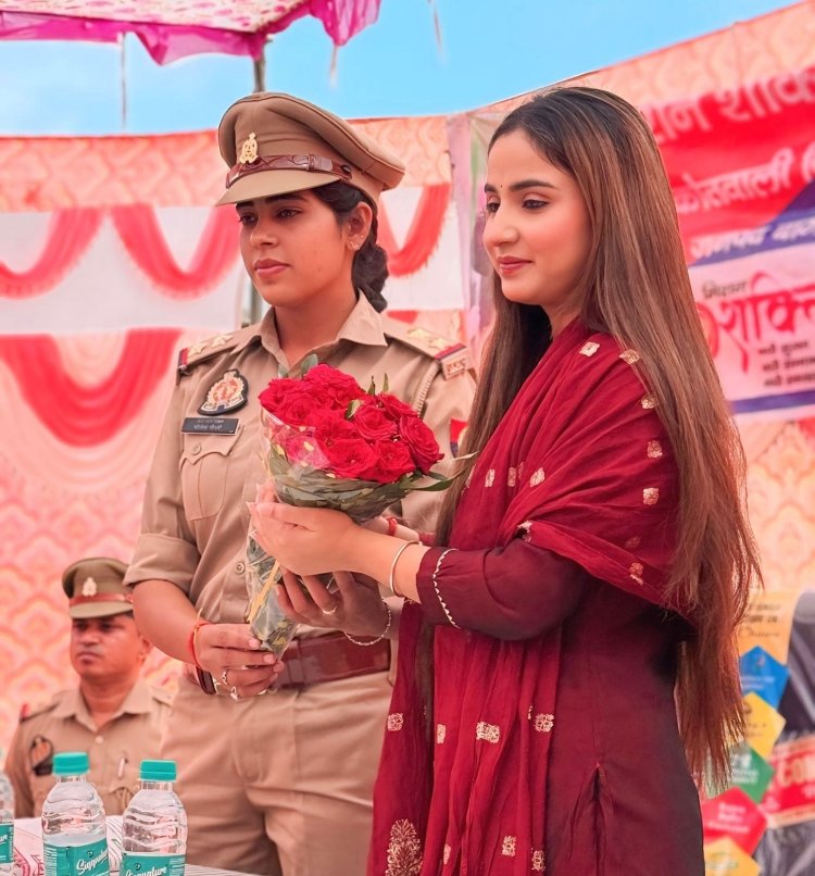 थाना बिनौली पर हरियाणवी गायिका रेणुका पंवार का भव्य स्वागत