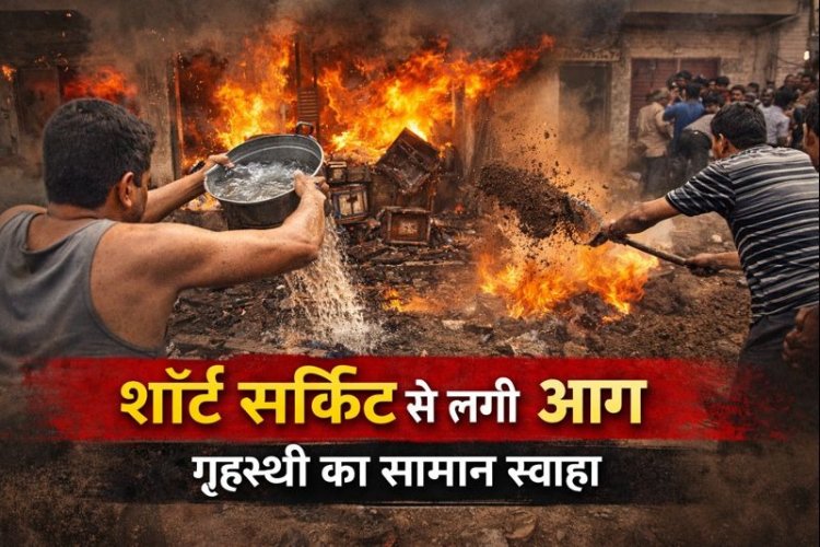 शॉर्ट सर्किट से लगी आग, गृहस्थी का सामान स्वाहा