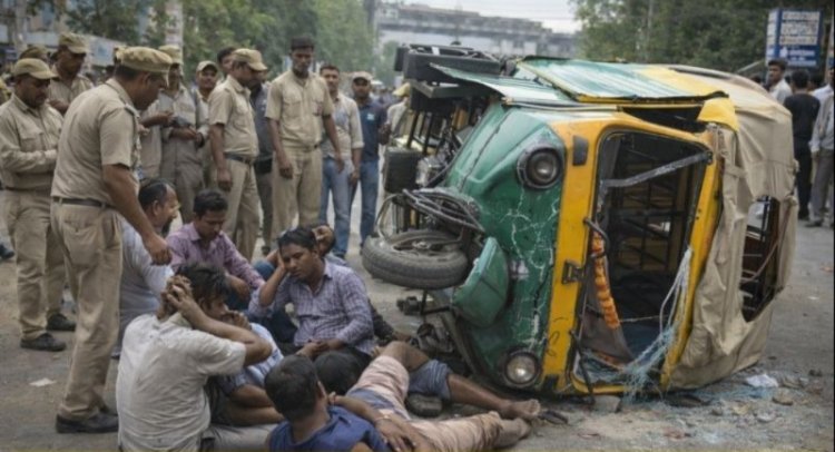 यात्री भरा टेंपो पलटा, आधा दर्जन से अधिक यात्री घायल