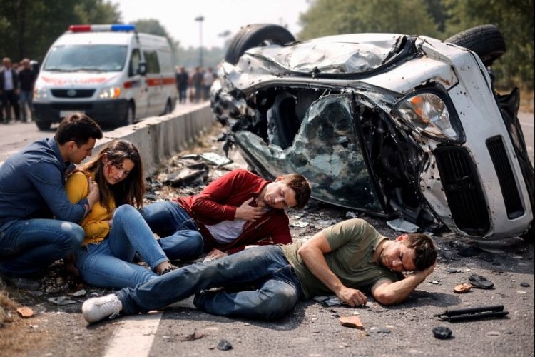 मसूरी घूमने जा रहे युवकों की कार पलटी, चार गंभीर घायल