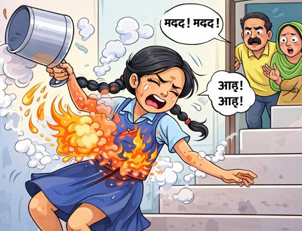 गोठरा में गर्म पानी गिरने से छात्रा गंभीर रूप से झुलसी