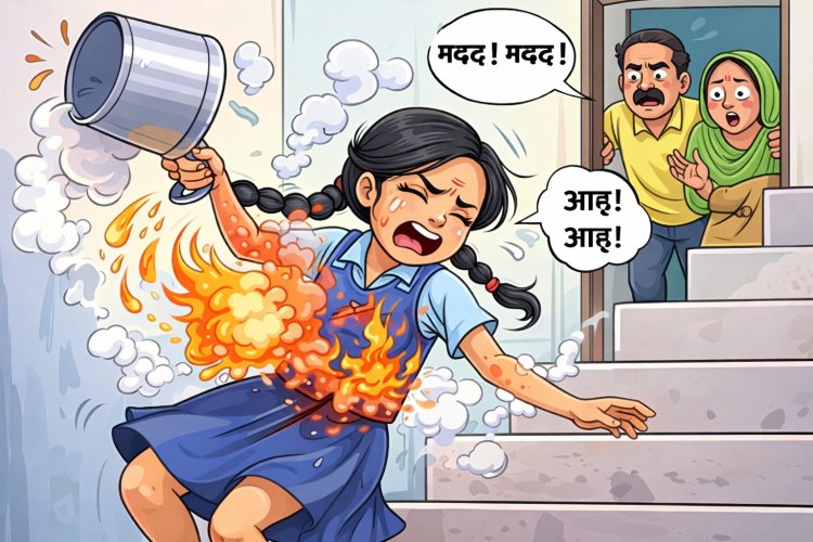 गोठरा में गर्म पानी गिरने से छात्रा गंभीर रूप से झुलसी