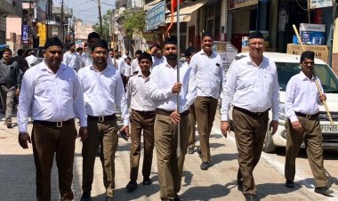 हिन्दू नववर्ष पर खेकड़ा में आरएसएस का भव्य पथ संचलन, गूंजे देशभक्ति के नारे