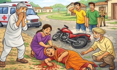 तेज रफ्तार बाइक की टक्कर से वृद्धा की मौत, गांव में शोक