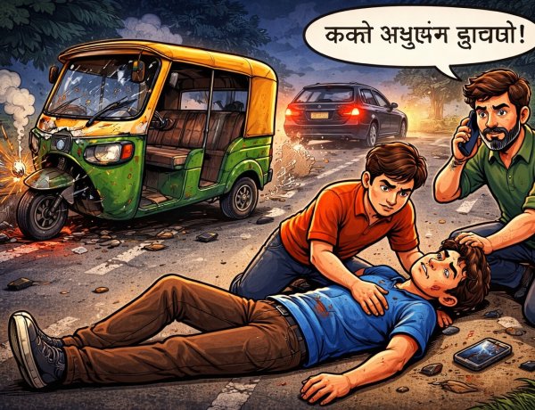 अज्ञात वाहन की टक्कर से ई-रिक्शा सवार युवक गंभीर घायल