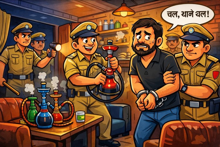 खेकड़ा में अवैध हुक्का बार पर पुलिस का छापा