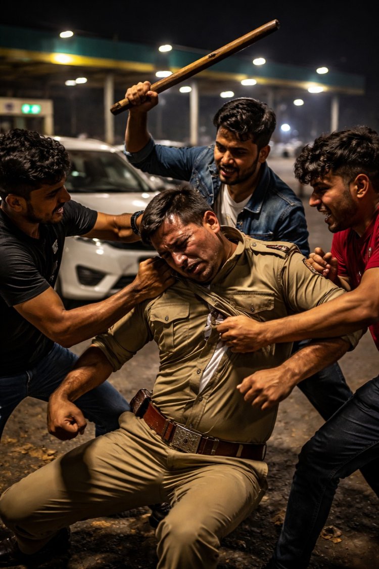 बड़ागांव टोल पर ड्यूटी कर रहे हेड कांस्टेबल से मारपीट, वर्दी फाड़ी
