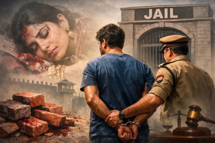 ईंटों से कुचलकर हत्या: फरार पति गिरफ्तार, भेजा गया जेल