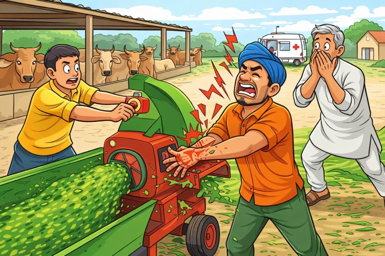 गौशाला में चारा काटते समय कर्मचारी का हाथ मशीन में फंसा, हालत गंभीर