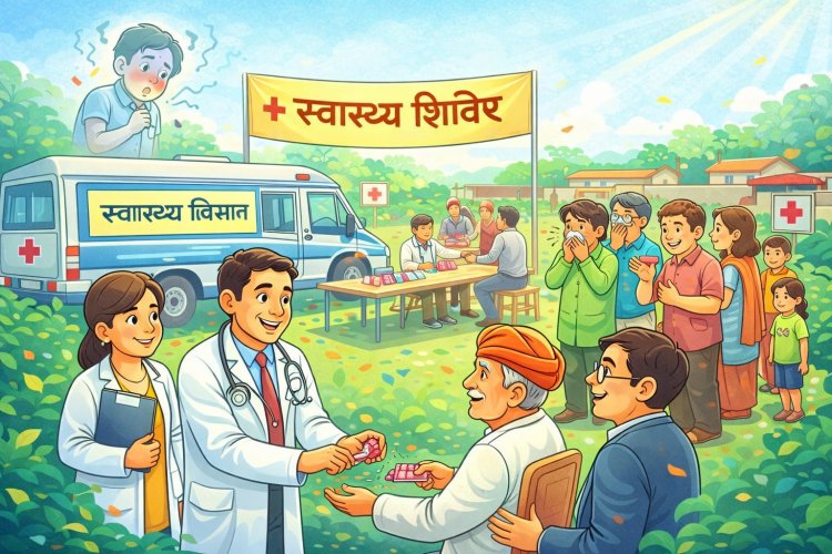 निमोनिया से मौत के बाद स्वास्थ्य विभाग सतर्क, रटौल में लगाया स्वास्थ्य शिविर