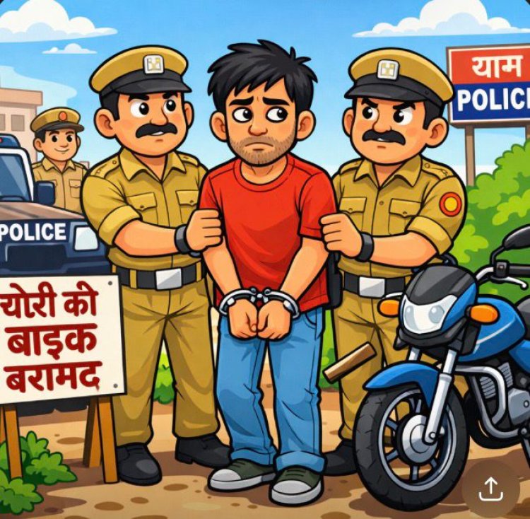 चोरी की बाइक के साथ आरोपी गिरफ्तार