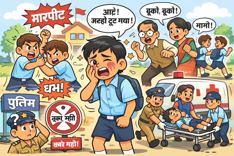 स्कूल में छात्रों के दो गुटों में भिड़ंत, एक बालक का जबड़ा टूटा