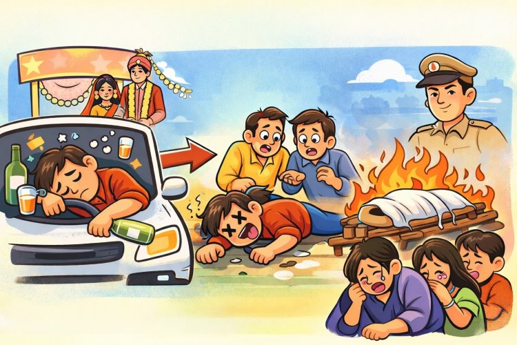 नशे के कारण कार चालक की संदिग्ध मौत, परिजनों ने किया अंतिम संस्कार