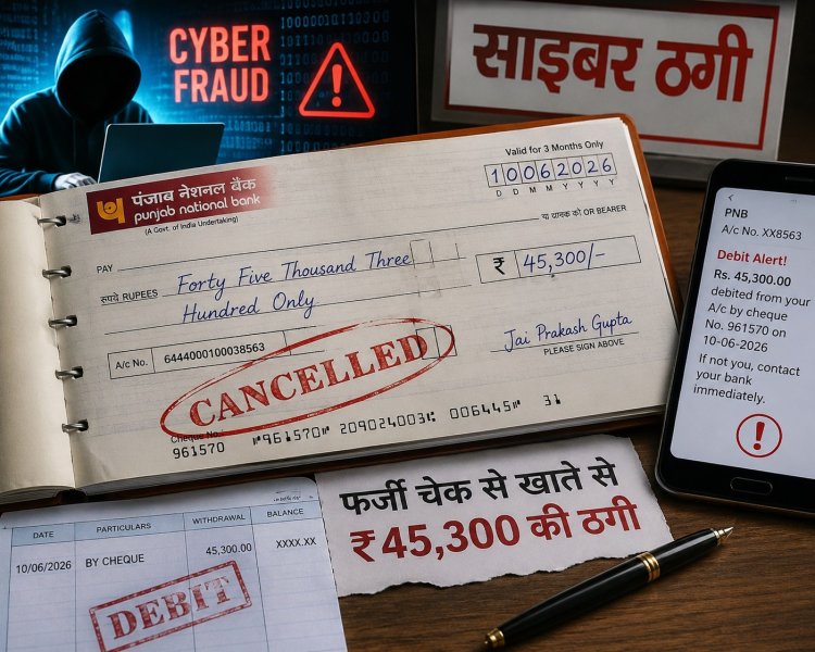 चेक क्लोनिंग का नया खेल- 6 साल पहले नष्ट किए गए चेक से एडवोकेट के खाते से 45,300 रूपये पार