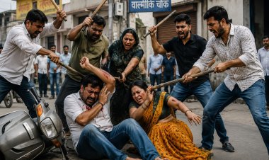 प्लॉट विवाद ने लिया हिंसक रूप, दंपती पर बीच सड़क लाठी-डंडों से हमला
