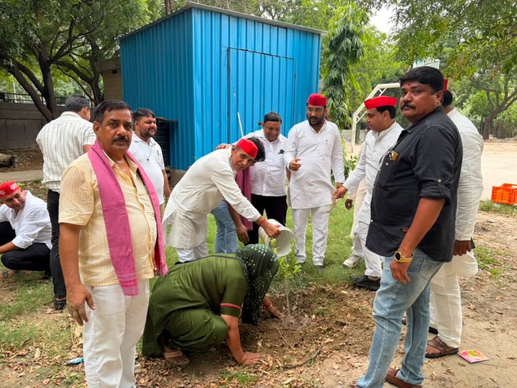 सेक्टर 35 में सपा कार्यकर्ताओं ने किया पौधारोपण कार्यक्रम