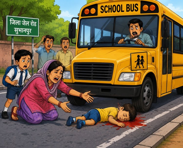 स्कूल बस की चपेट में आने से तीन वर्षीय मासूम की मौत, परिवार में मचा कोहराम