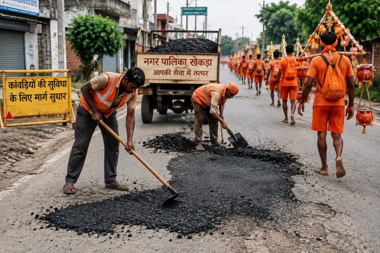 कांवड़ यात्रा से पहले सड़कों को मिली नई सांस, गड्ढे भरकर श्रद्धालुओं को दी बड़ी राहत