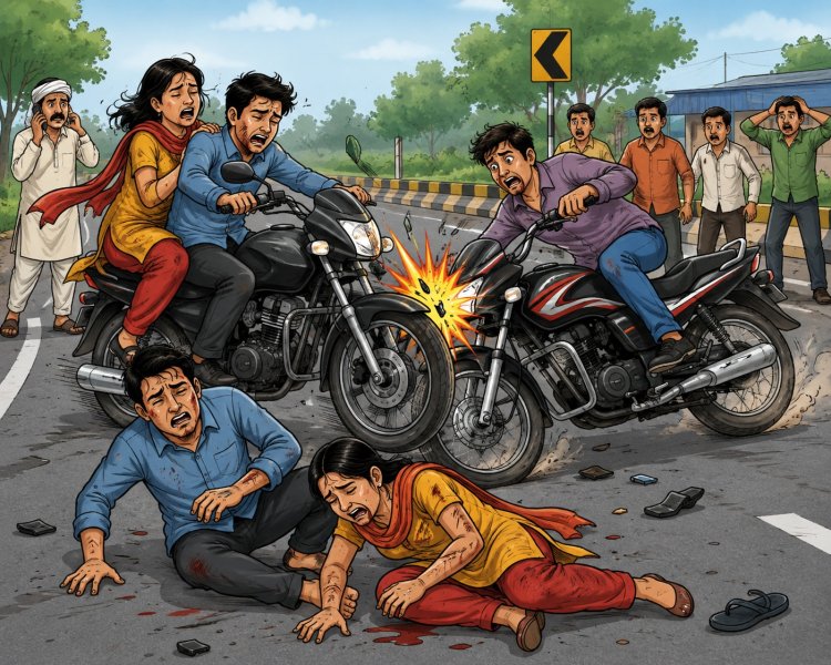 रटौल से दवा लेकर लौट रहे दंपती को तेज रफ्तार बाइक ने रौंदा, दिल्ली रेफर