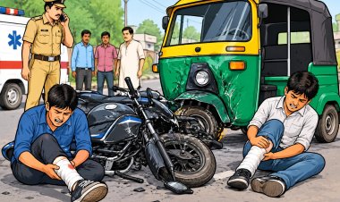 टेंपो की टक्कर से बाइक सवार दो दोस्त गंभीर घायल