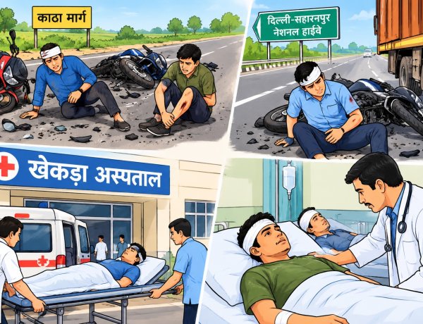 सड़क हादसों में तीन युवक घायल, अस्पताल में कराया उपचार