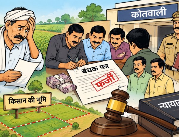 फर्जी बंधक पत्र बनवाकर किसान की जमीन हड़पने का आरोप