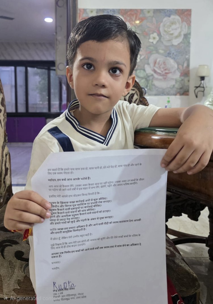 शहर में लगातार बढ़ रहा प्रदूषण, 5 साल के बच्चे ने विधायक और सीईओ को लिखा पत्र