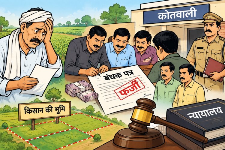 फर्जी बंधक पत्र बनवाकर किसान की जमीन हड़पने का आरोप