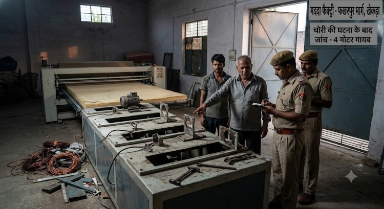 गद्दा फैक्ट्री का ताला तोड़कर मोटर चोरी, लाखों का नुकसान