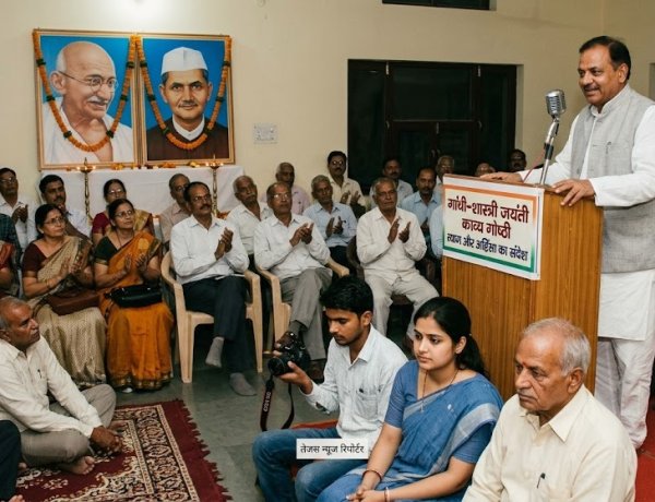 गांधी-शास्त्री जयंती पर काव्य रचनाओं से गूंजा त्याग और अहिंसा का संदेश