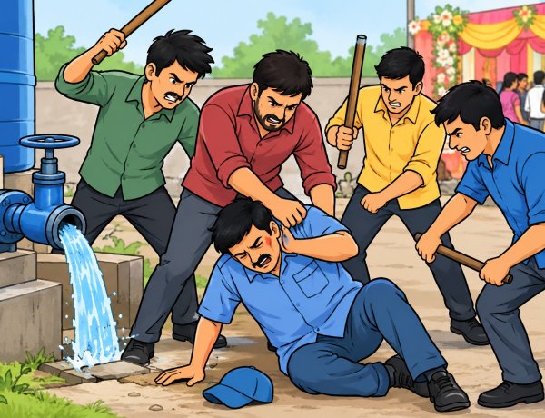 पानी नहीं पहुंचने पर नलकूप ऑपरेटर की डंडों से पिटाई, चार पर आरोप