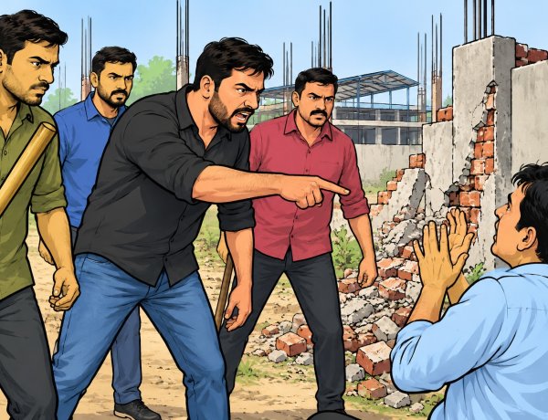 प्लाट की चारदीवारी क्षतिग्रस्त करने और धमकी देने में चार पर मुकदमा
