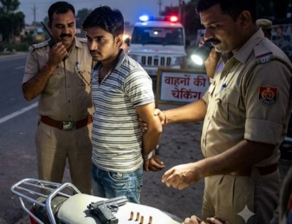 चेकिंग के दौरान भागने लगा युवक, पुलिस ने घेराबंदी कर दबोचा; अवैध पिस्टल व कारतूस बरामद